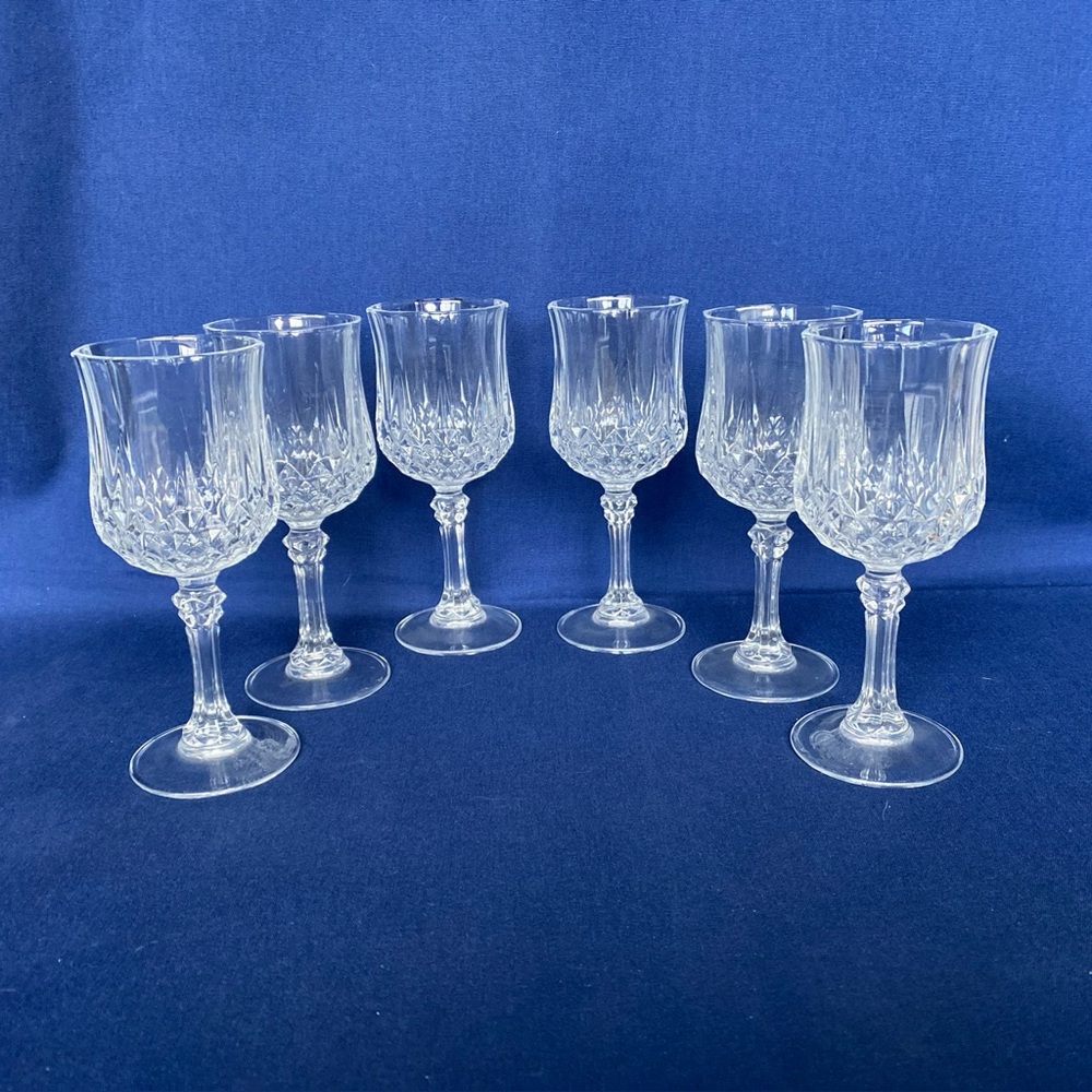 Set Of Six (6) Cristal d’ Arques Longchamp 5-3/4" Crystal Sherry Liquor Glasses
